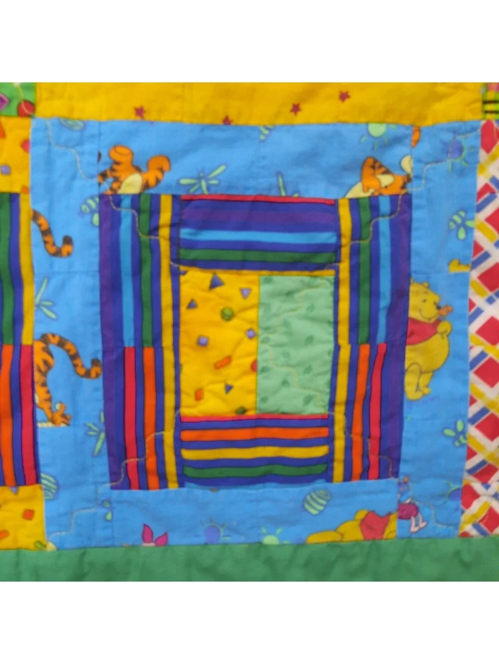 Vintage Patchwork Kids baby Quilt Handmade Nursery Bedding Primary bright colors